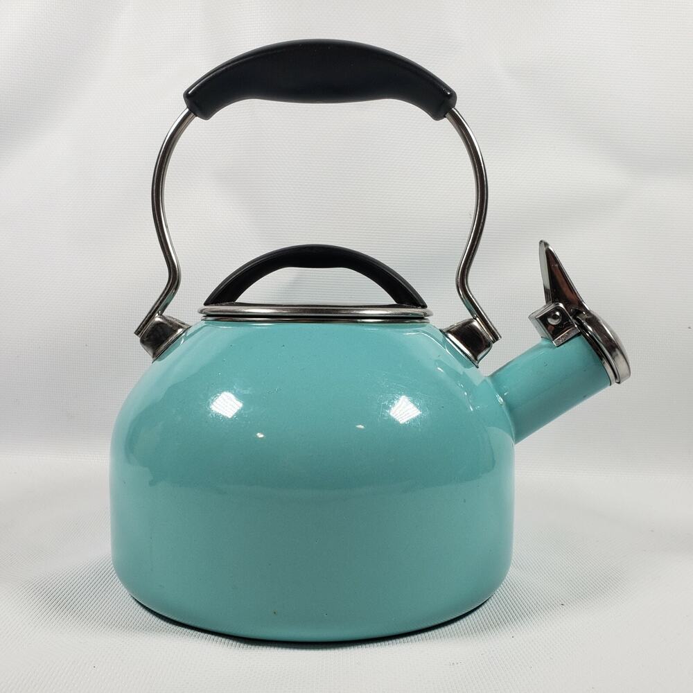Chantal Classic Whistling Stove Top Hot Water Kettle Aqua Teal Blue Enamel Cute
